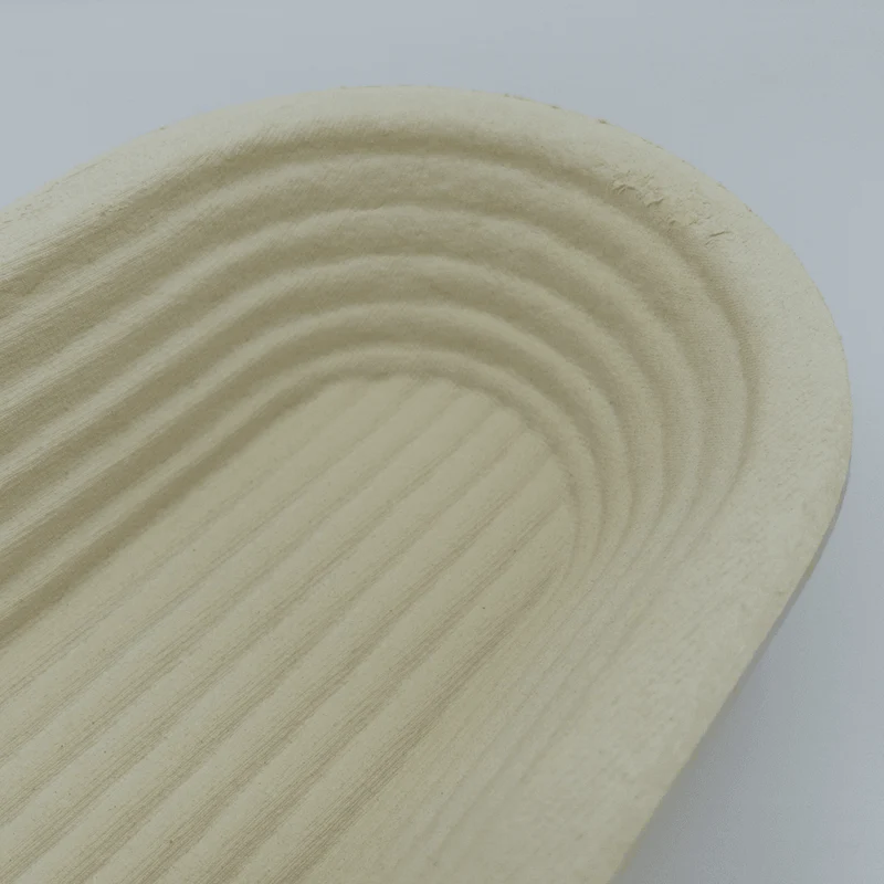 Gärkorb (Brotform, Simperl) Oval länglich aus Holzschliff, Rillenmuster, 1 Kg, 30 x 13 cm