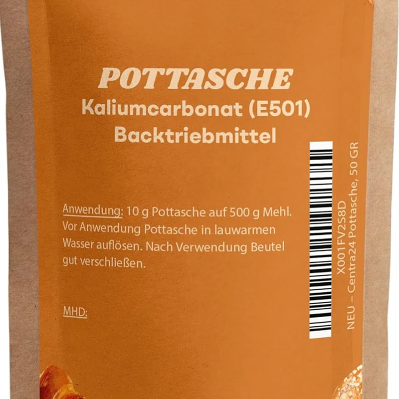 Pottasche, Kaliumcarbonat, Backtriebmittel, 50 g (MHD 8/2026)