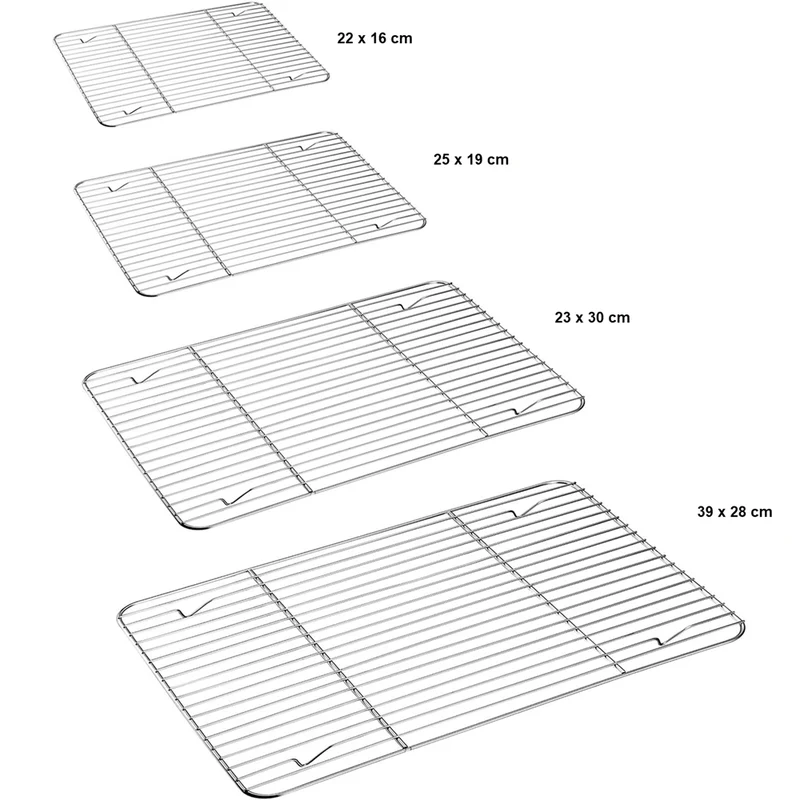 Auskühlgitter für Brote, Gebäck und Kuchen, rechteckig, Edelstahl, 2er Set