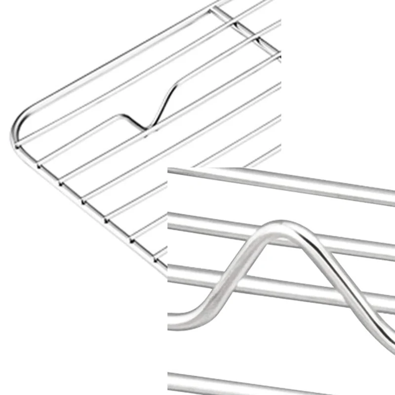 Auskühlgitter für Brote, Gebäck und Kuchen, rechteckig, Edelstahl, 2er Set