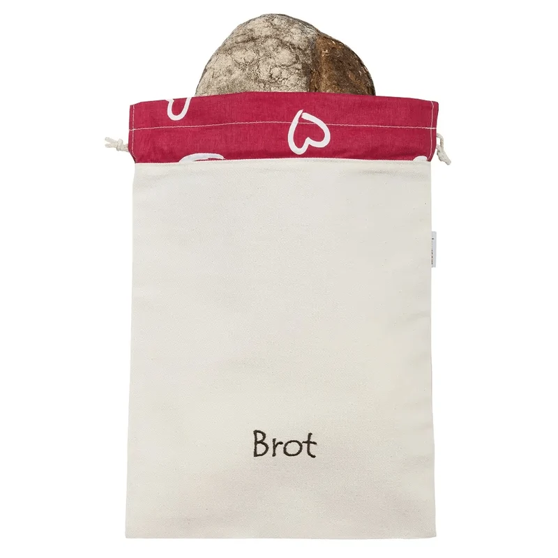 Brot Aufbewahrungsbeutel aus Baumwolle, Motiv "Herzen", 28 x 38 cm