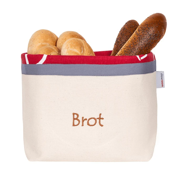 Brotkorb und Brottasche aus Baumwolle, Motiv "Herzen"