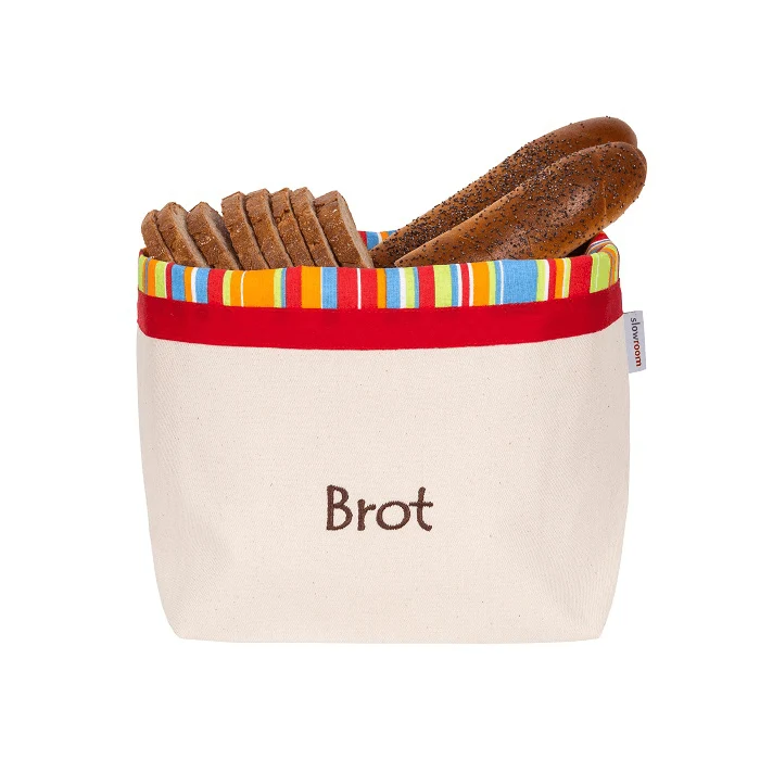 Brotkorb und Brottasche aus Baumwolle, Motiv "Streifen Sonnig"
