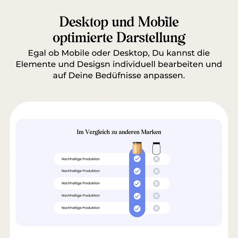 Produktseiten Produktvergleich
