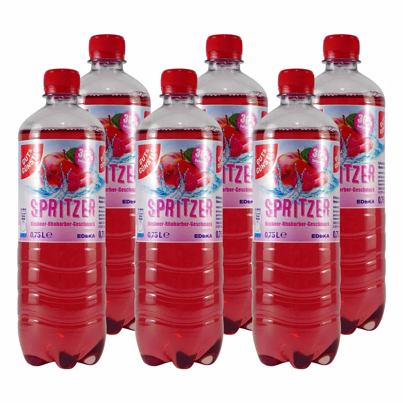 Gut & Günstig Spritzer Himbeer-Rhabarber (6 x 0,75L) EINWEG