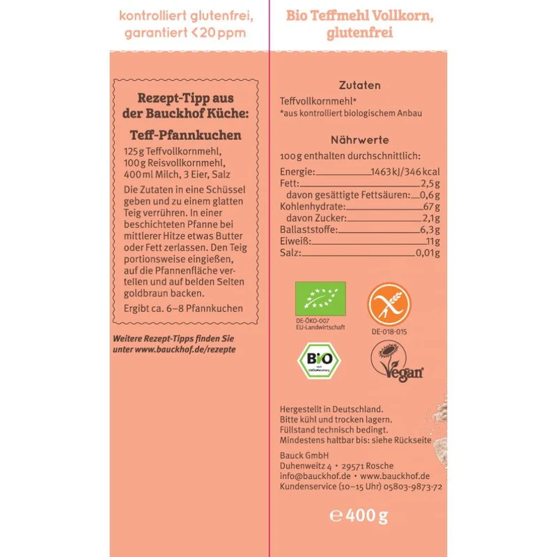 Bio Teffmehl 0,4 Kg