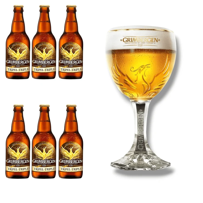 Grimbergen Bier mit Originalglas – mehrere Sorten zur Auswahl