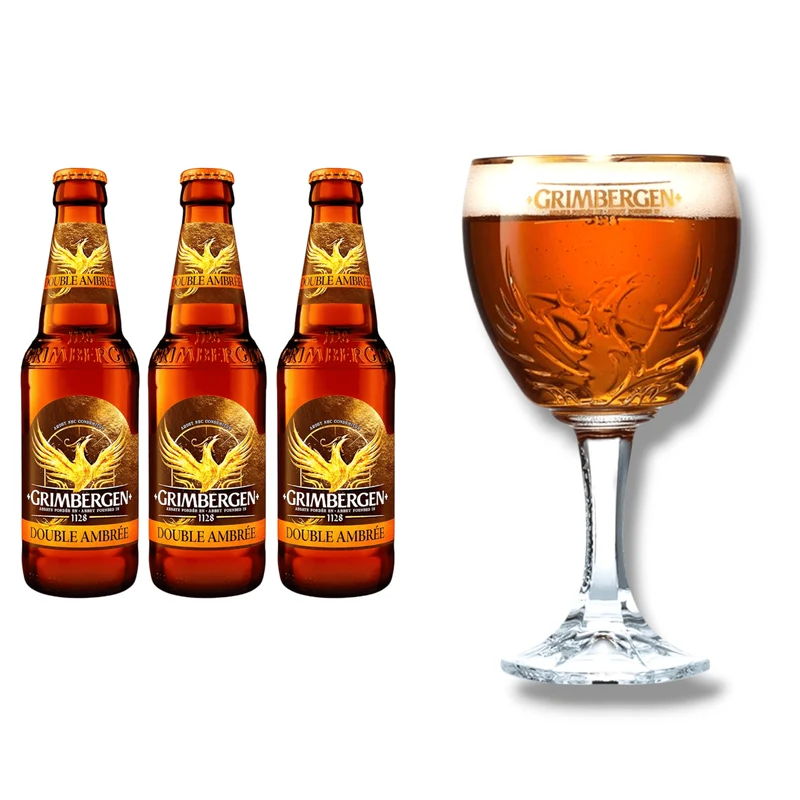 Grimbergen Bier mit Originalglas – mehrere Sorten zur Auswahl