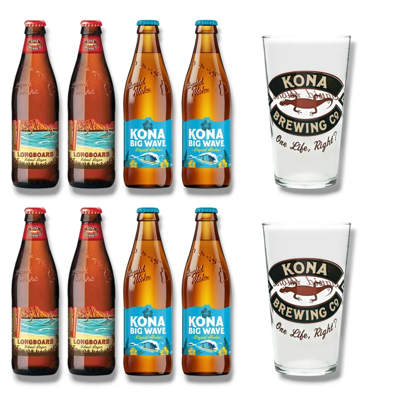 Kona Bierset – Longboard Lager & Big Wave 0,35l + Glas