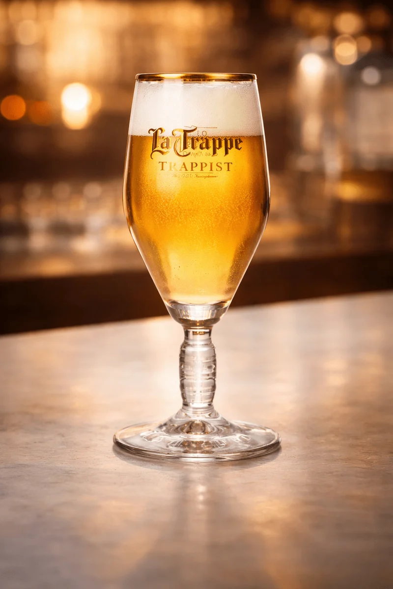 La Trappe Trappist Bierglas 300 ml – Elegantes Fußglas mit Goldrand