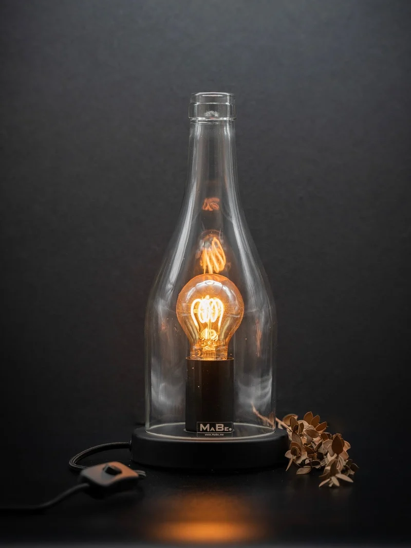 TischLampe Klassik - aus der 3 l Big Bottle Weinbrandflasche