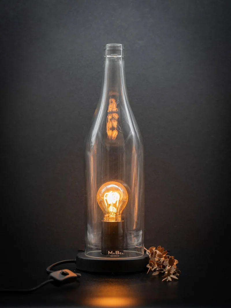 TischLampe Klassik - aus der 3 l Big Bottle Weinbrandflasche - B2B