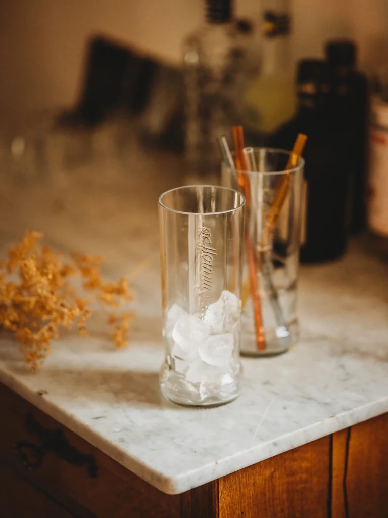 Wodka war mal drin - Glas oder Vase - mit Smirnoff Prägung