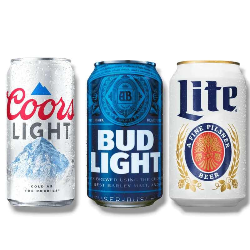 Amerikanisches Light Beer Set – Coors Light, Bud Light & Miller Lite