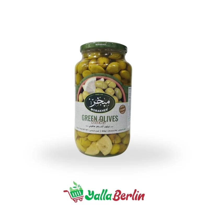 Mobakher Salkini grüne Oliven. 1250 gr