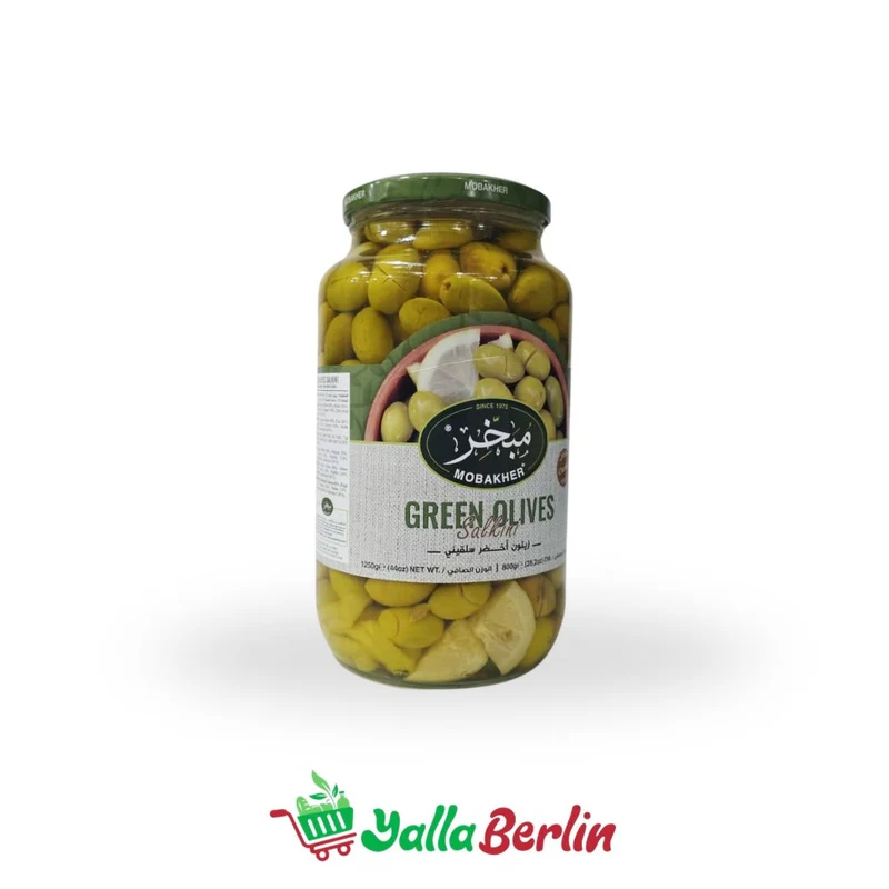 Mobakher Salkini grüne Oliven. 1250 gr