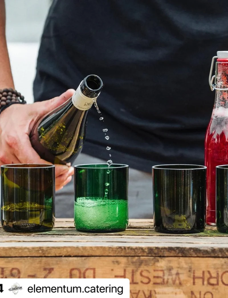 Trink Glas - Upcycling aus der dt. Weinflasche - witzig & ecofriendly - B2B