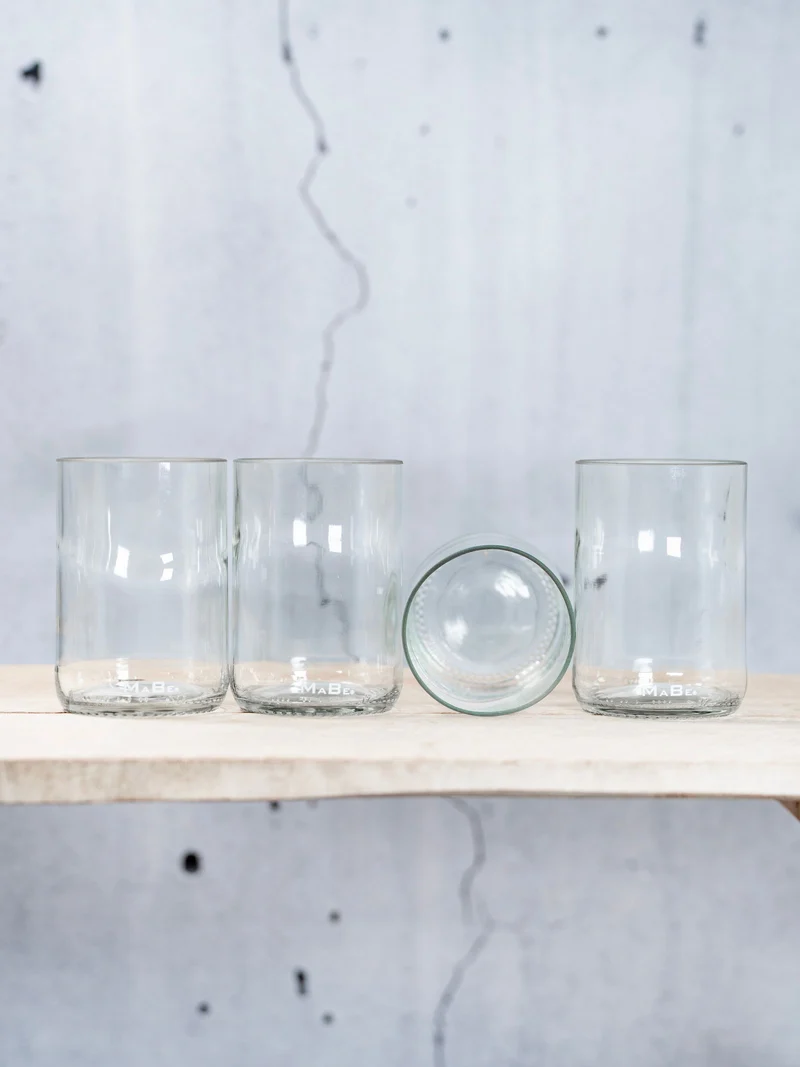 Trink Glas Weinflasche - Cheers, auf die Nachhaltigkeit - aus der 1l Weinflasche - B2B