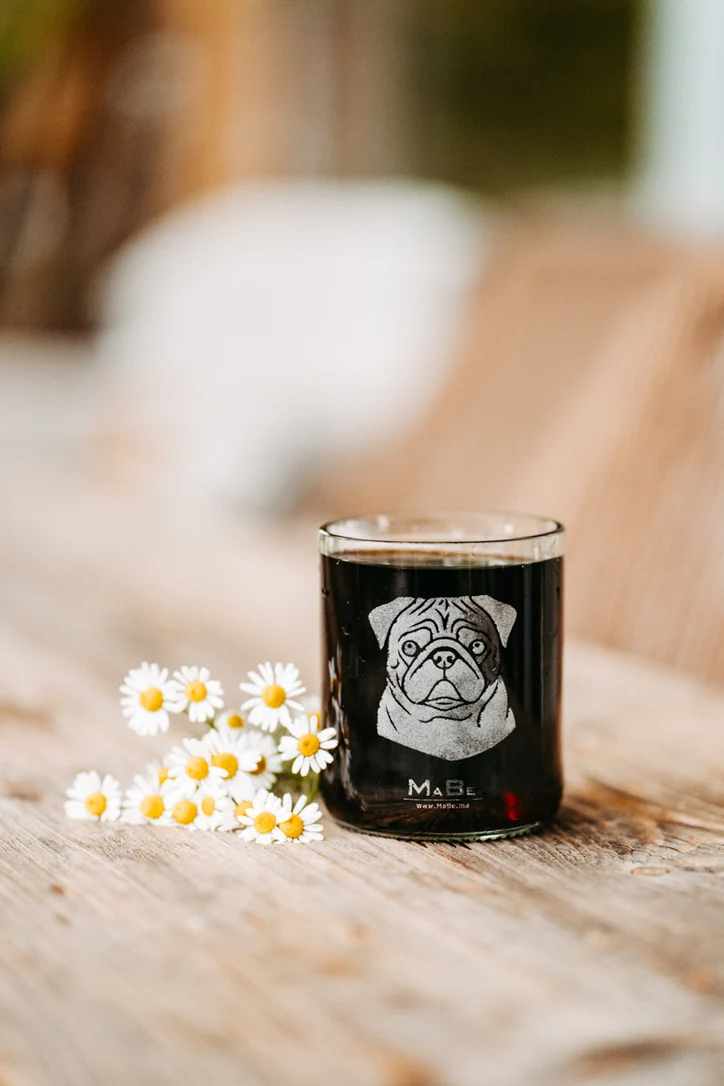 Mops Glas - Lasergravur 🐶 rund und knautschig