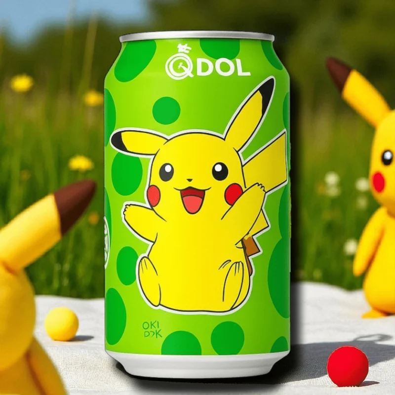 QDol Pokémon Pikachu Lime Sparkling Water 330ml – Erfrischend & Spritzig