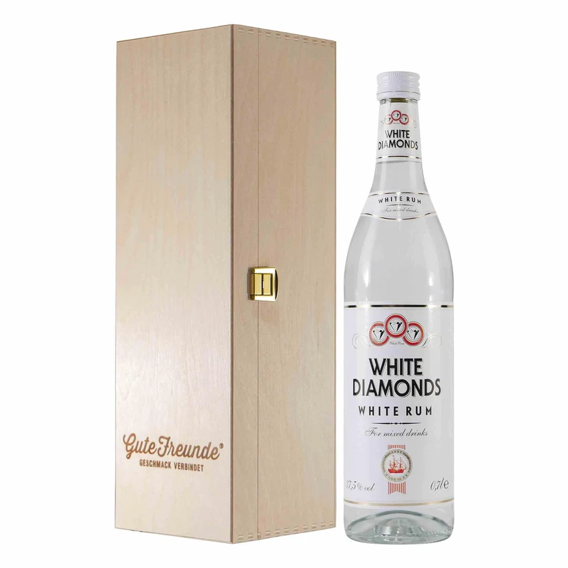 White Diamonds White Rum mit Geschenk-Holzkiste