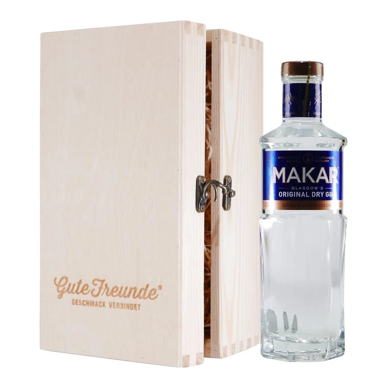 Makar Glasgow Dry Gin mit Geschenk-Holzkiste