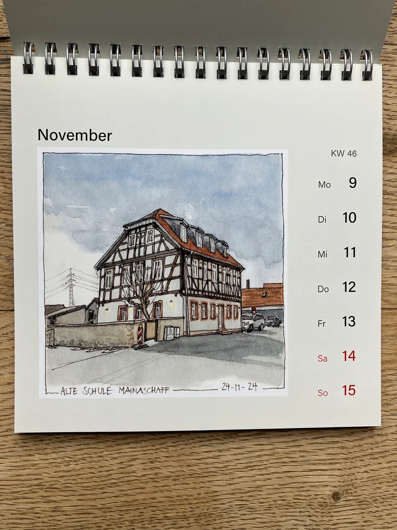 DAS LETZTE MAL IN DIESER ART: Wochenkalender von Bettina Klinkig - Aschaffenburger Skizzen 2026 - Urban Sketching