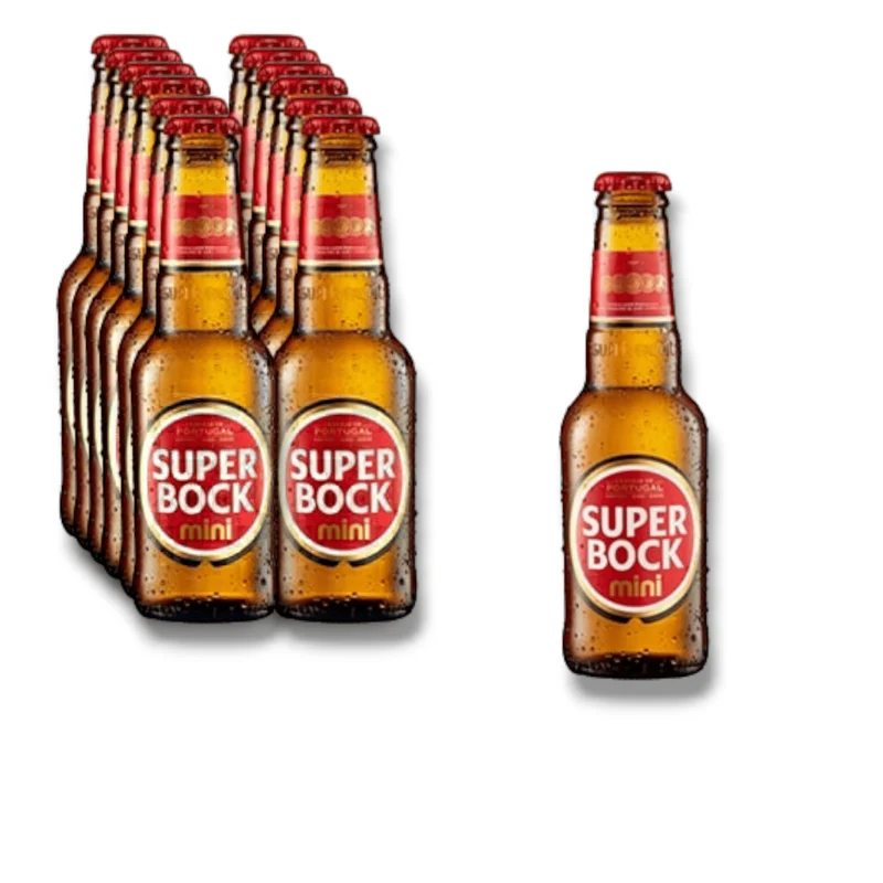 Super Bock Mini Original – Das klassische Lagerbier in der 0,2l Flasche mit 5,2% Vol.