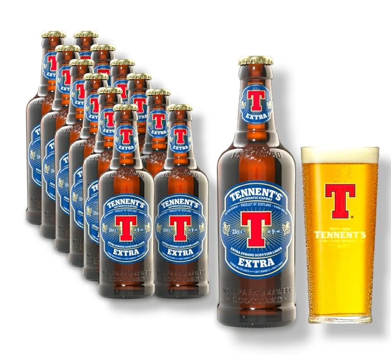 Tennent`s Extra Bier je 0,33l - Extra Strong Scottish Lager mit 9% Vol.