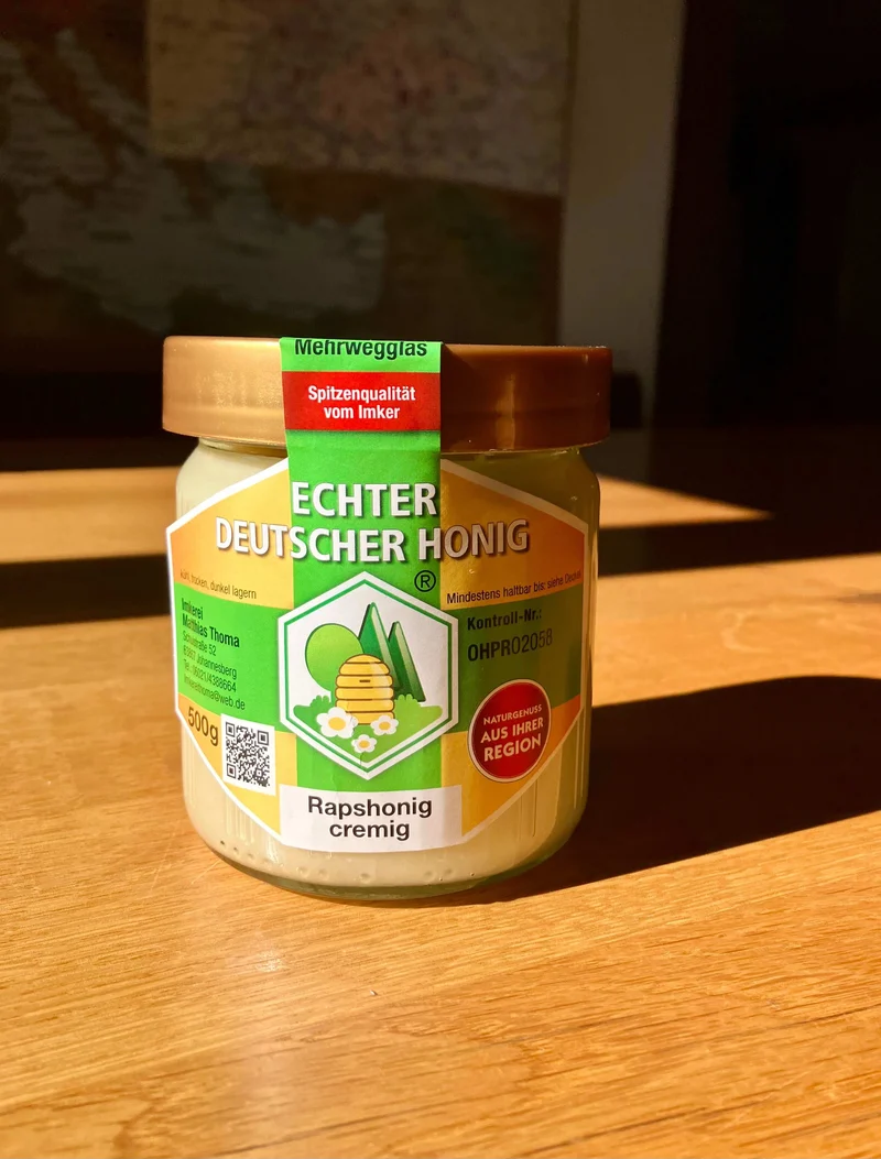 Raps Honig 🐝wunderbar cremig - Imkerei Matthias Thoma