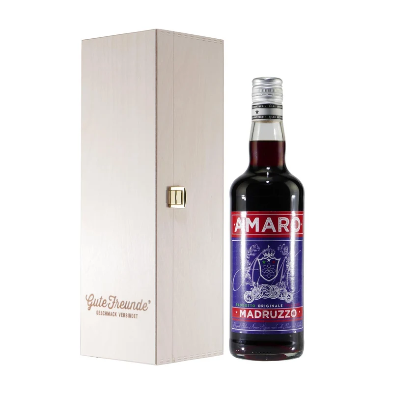 Madruzzo Amaro - Kräuterlikör mit Geschenk-Holzkiste