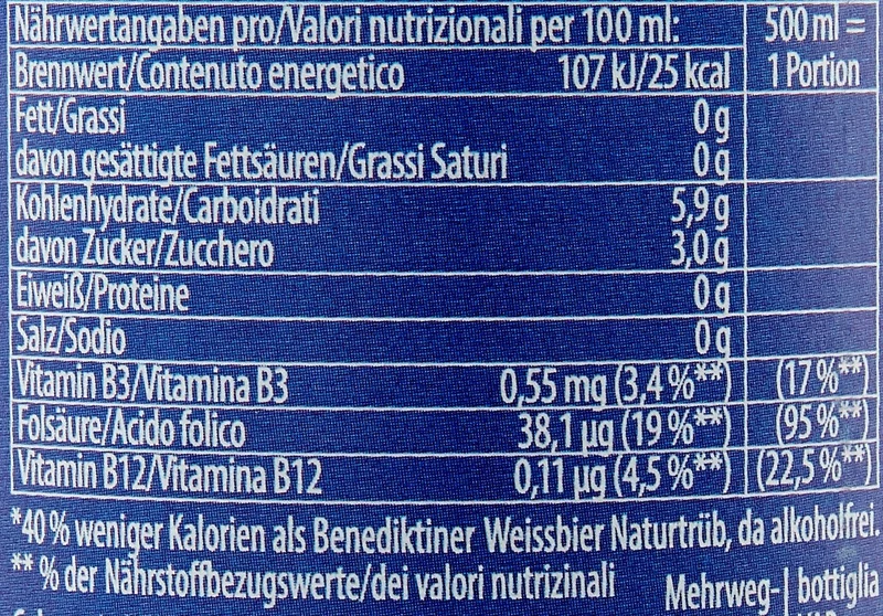 Benediktiner Weissbier Alkoholfrei Weizenbier Mehrweg (20 x 0.5 l)