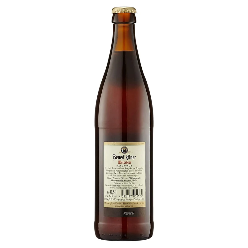 Benediktiner Weissbier Naturtrüb 0,5l - Weizenbier mit 5,4% Vol.