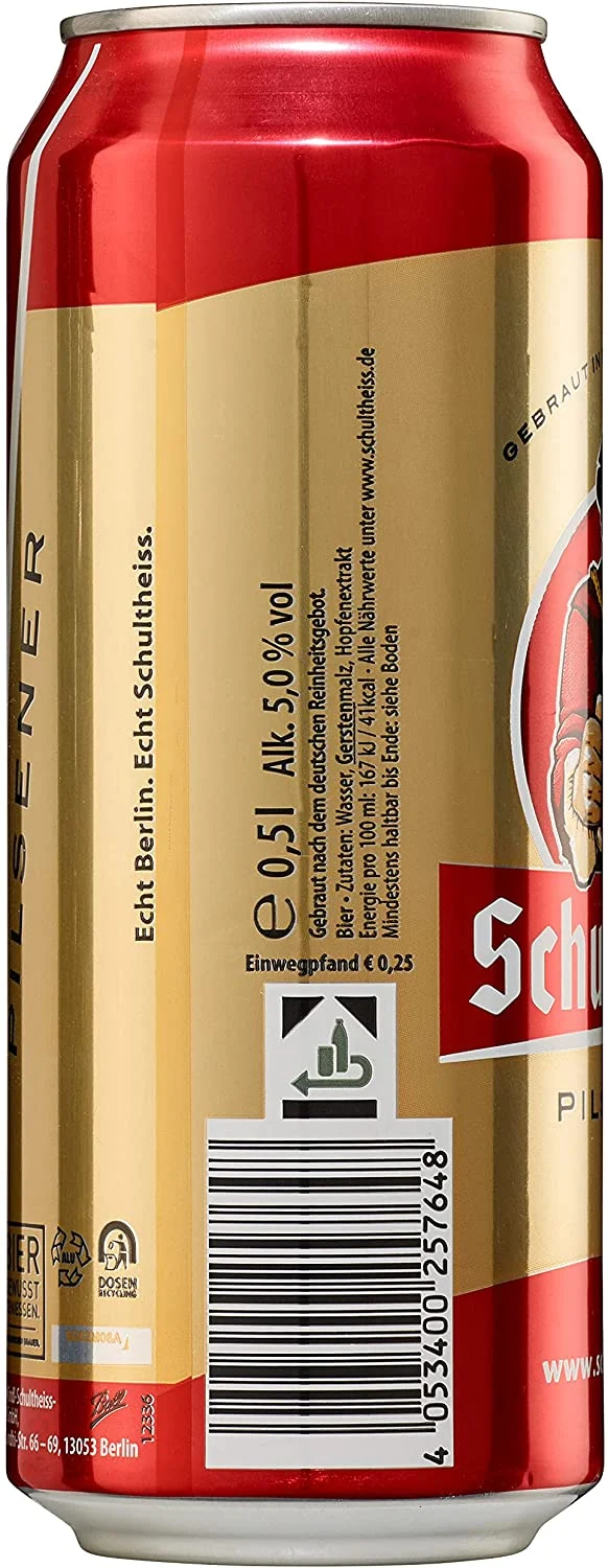 Schultheiss Pilsener, EINWEG 24x0,50 L Dose