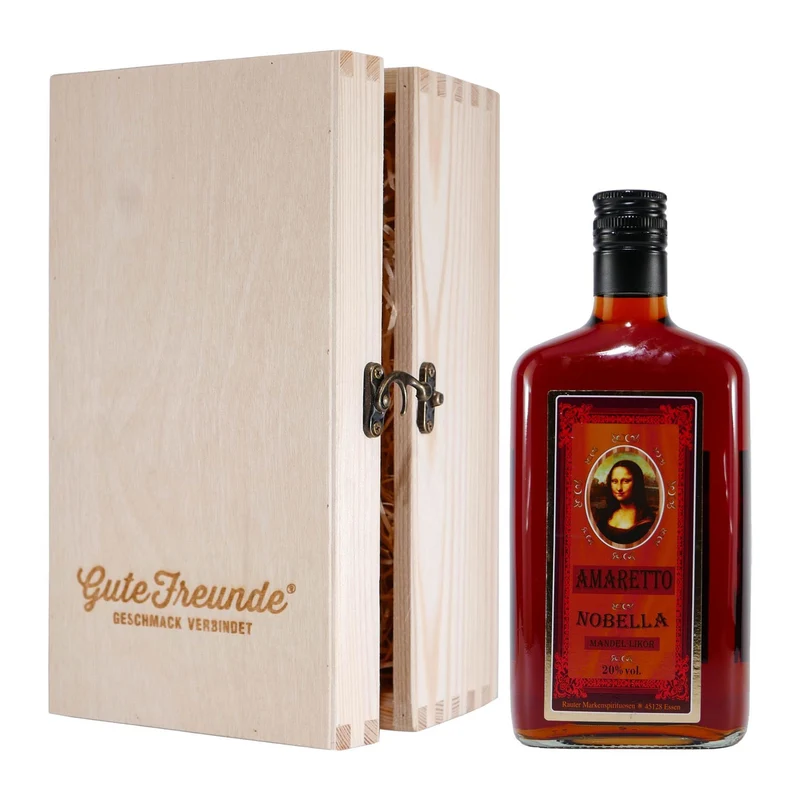 Nobella Amaretto mit Geschenk-Holzkiste