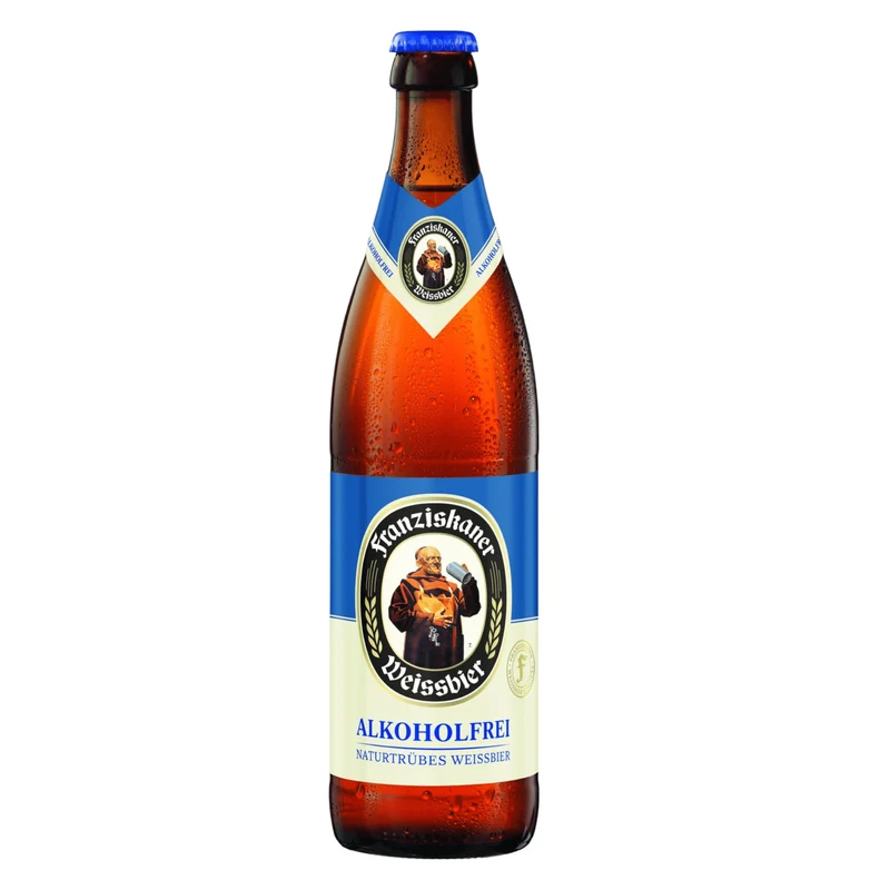 Franziskaner Weißbier Naturtrüb Alkoholfrei 0,5l – Erfrischendes alkoholfreies Hefeweizen