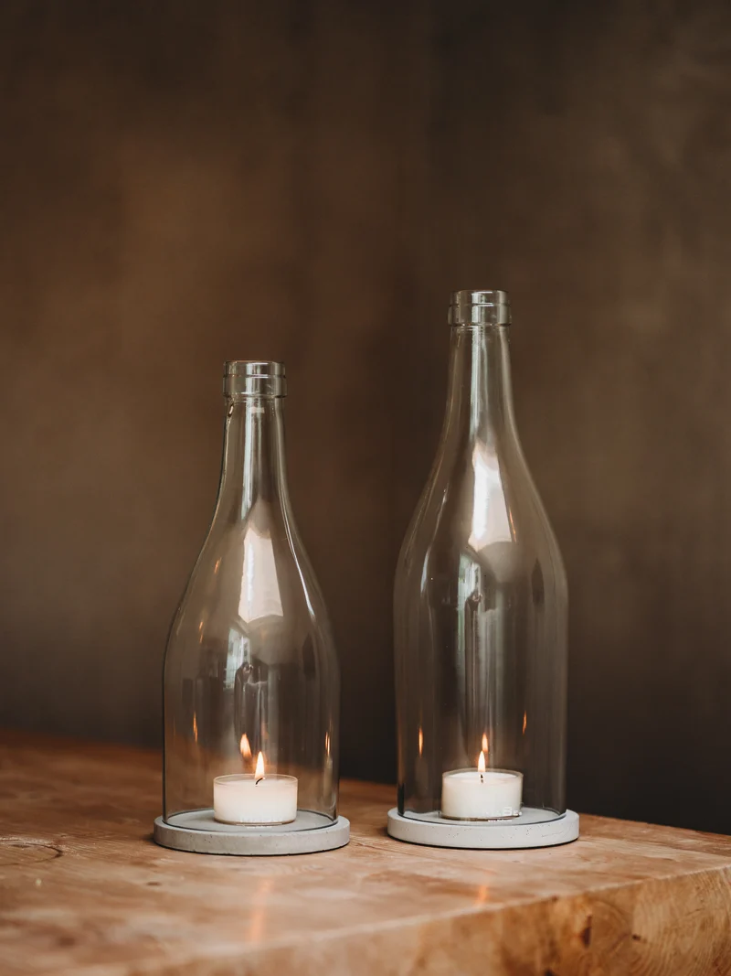 Windlicht - Klassik - puristisch aus der Big Bottle Weinbrand