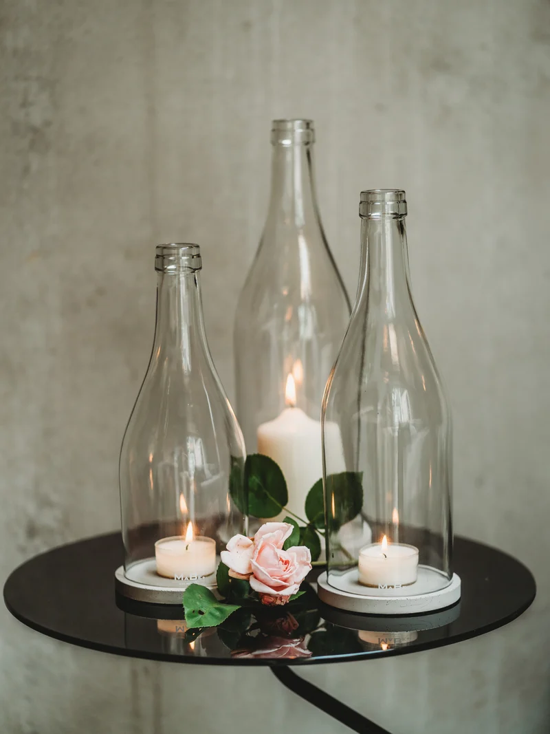 Windlicht - Klassik - puristisch aus der Big Bottle Weinbrand