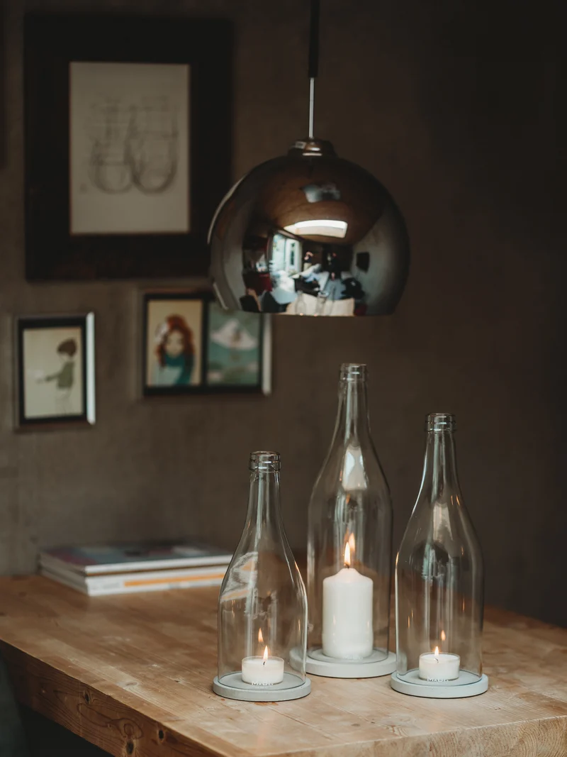 Windlicht - Klassik - puristisch aus der Big Bottle Weinbrand