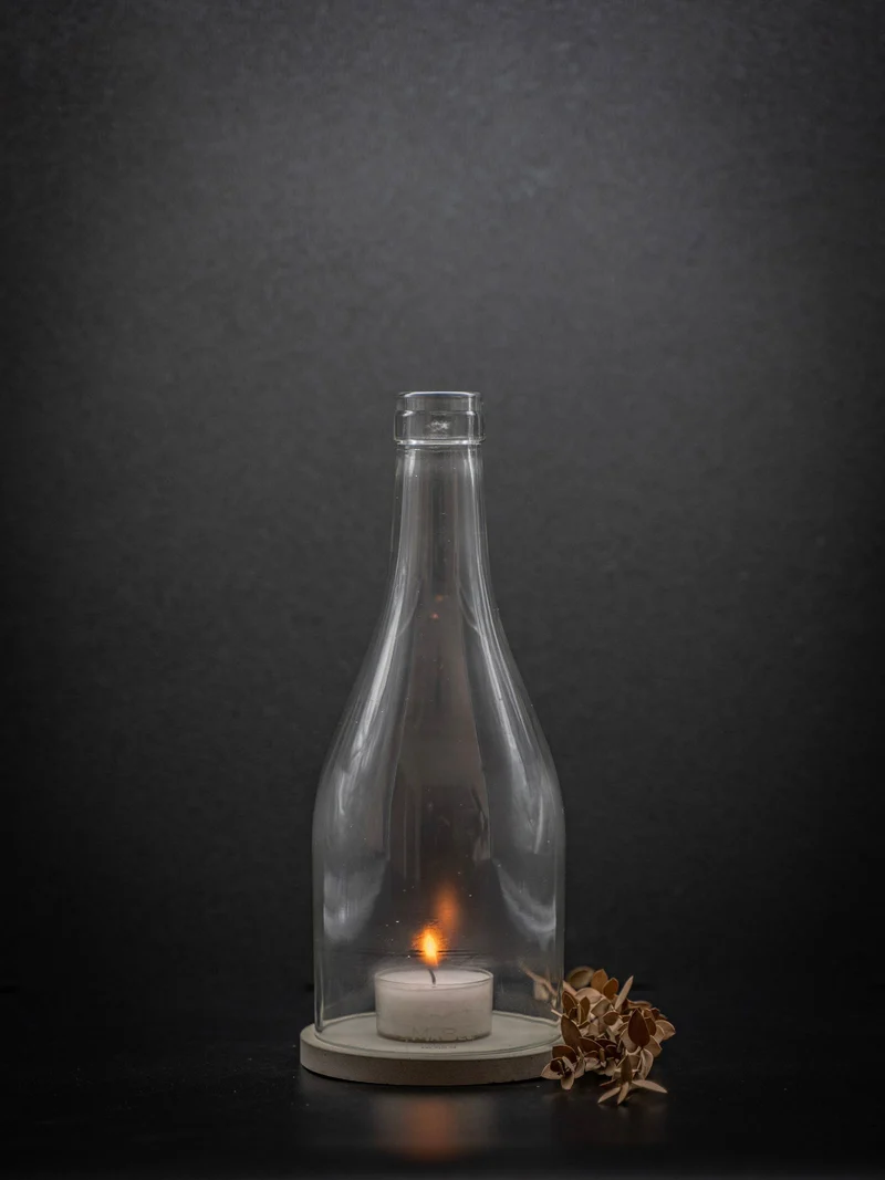 Windlicht - Klassik - puristisch aus der Big Bottle Weinbrand