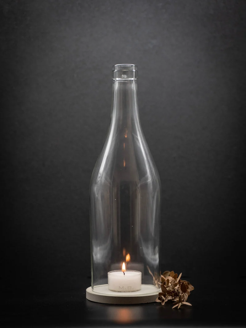 Windlicht - Klassik - puristisch aus der Big Bottle Weinbrand