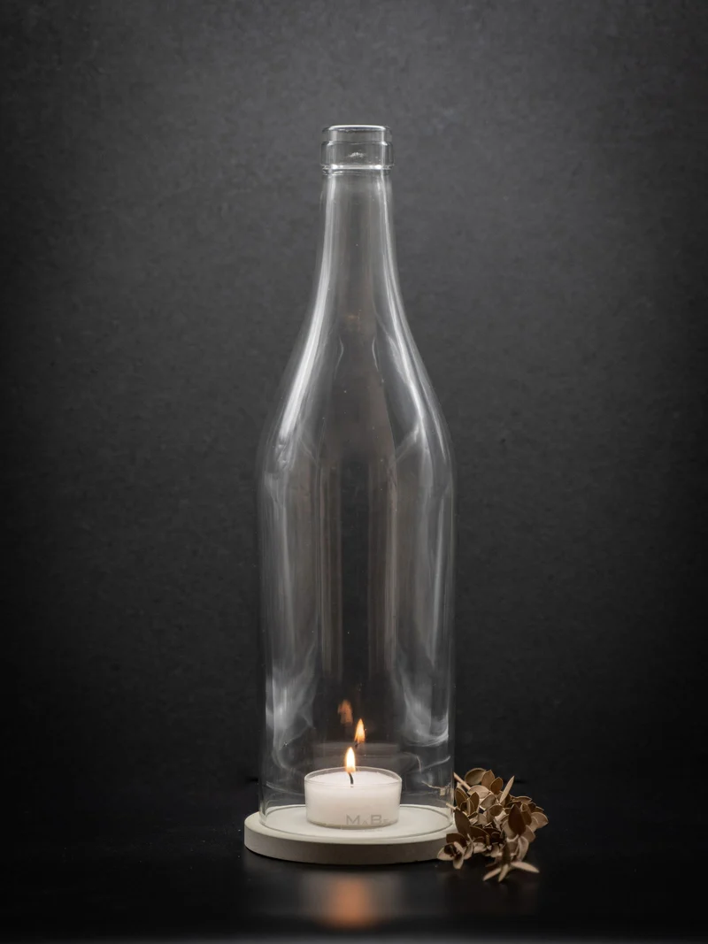 Windlicht - Klassik - puristisch aus der Big Bottle Weinbrand
