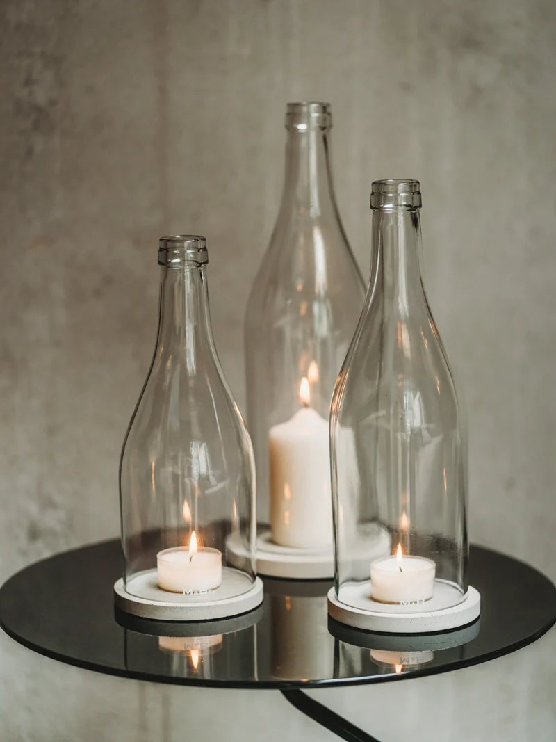 Windlicht - Klassik - puristisch aus der Big Bottle Weinbrand