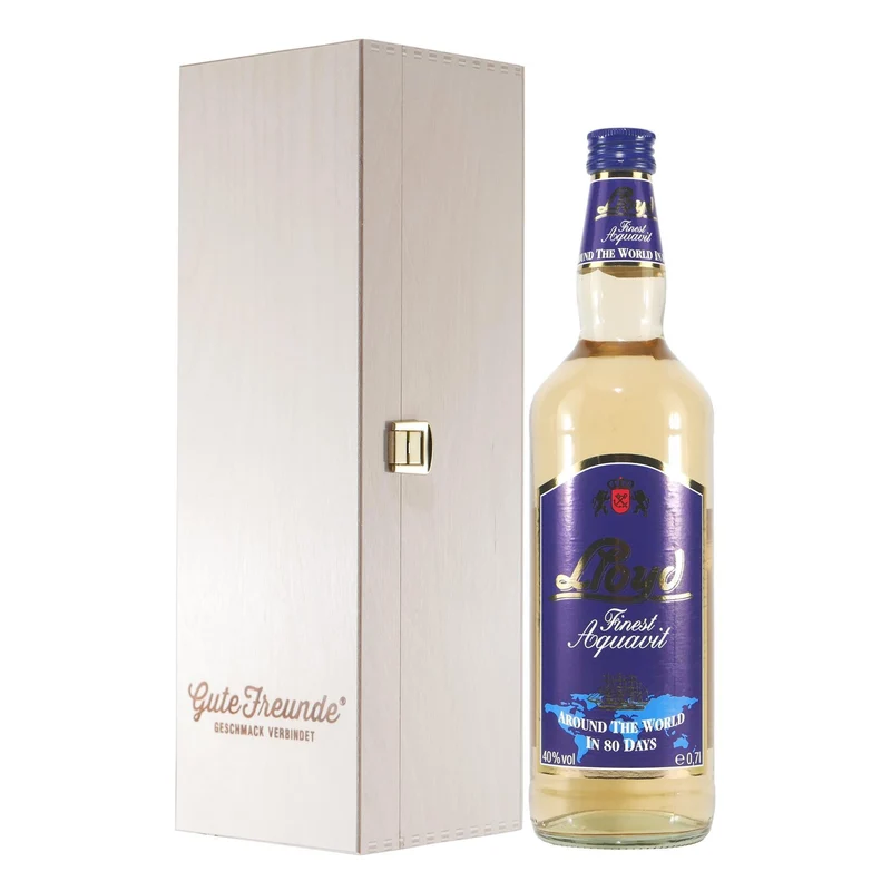 Mackenstedter Lloyd Finest Aquavit mit Geschenk-Holzkiste