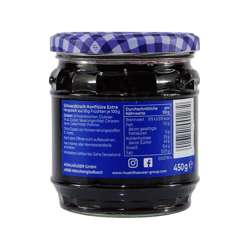Mühlhäuser Schwarzkirsch Konfitüre (8 x 0,45 Kg)