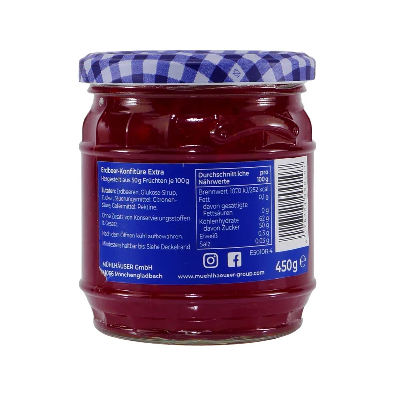 Mühlhäuser Erdbeer Konfitüre (8 x 0,45 Kg)
