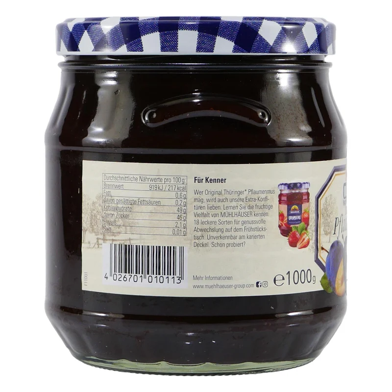 Mühlhäuser Thüringer Plaumenmus Gewürzt (6 x 1,00 Kg)