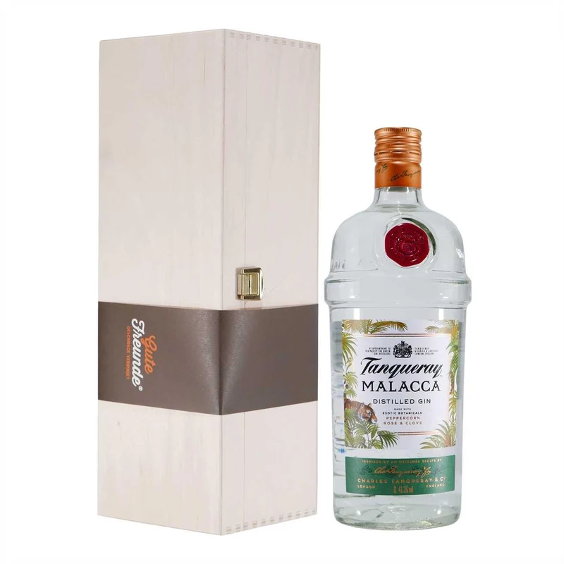 Tanqueray Malacca Gin mit Geschenk-Holzkiste
