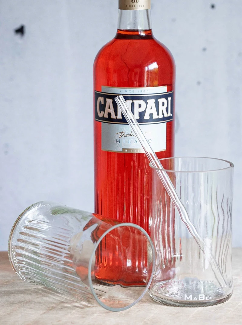 Glas 🔆 Upcycling aus der leeren Campari Flasche - der Hit