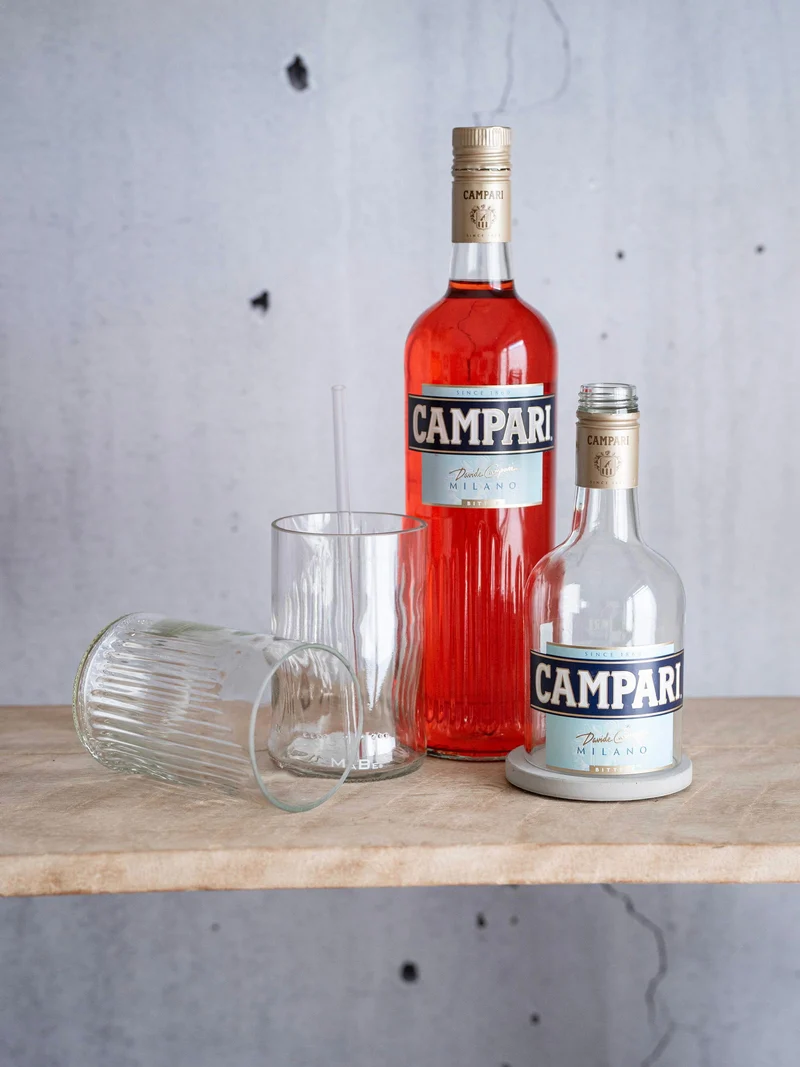 Glas 🔆 Upcycling aus der leeren Campari Flasche - der Hit
